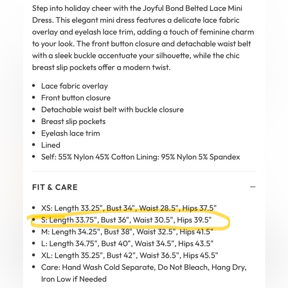 Joyful bond belted lace mini dress - VICI size small - Picture 5 of 9